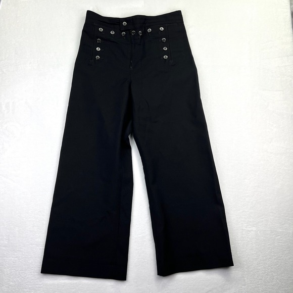 US Navy Sailor Trousers 100% Wool Wide Leg 13 Button High Waist Blue 32S